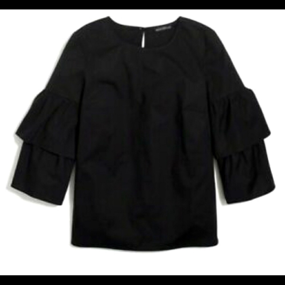 J. Crew Mercantile Tiered Bell Sleeve Stretch Top